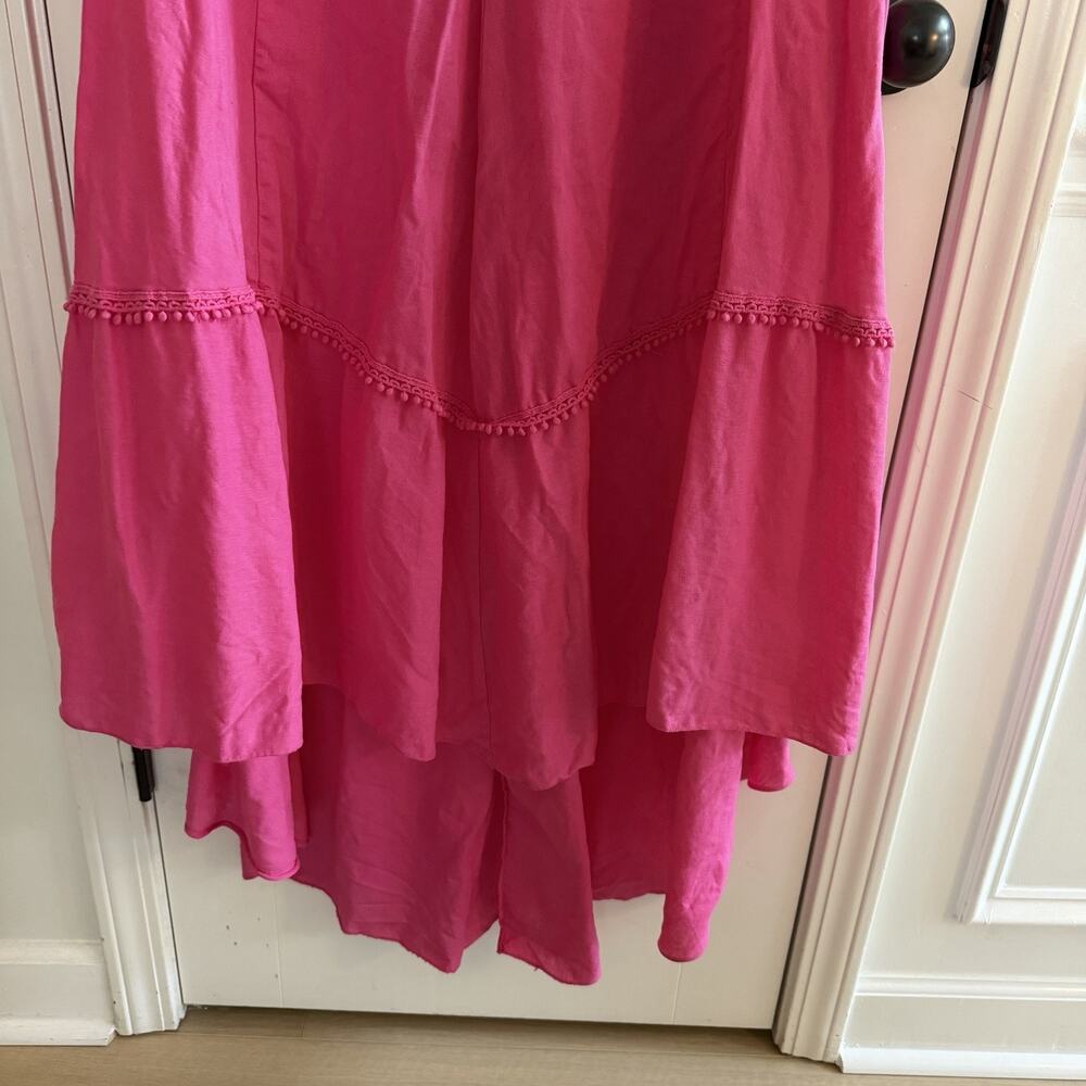 Cristina Vergani 100% Linen Women’s Sleeveless Pink High Low Maxi Dress Sz XL - Picture 4 of 11